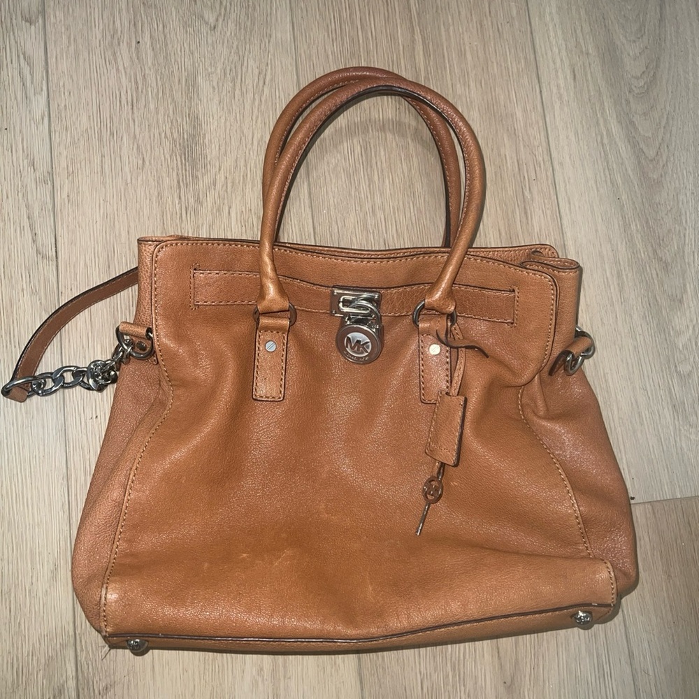 MICHAEL Michael Kors Large Brown Hamilton North South Tote Gold Accent Classic